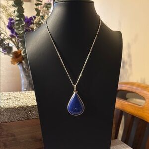 925 silver blue lapis lazuli pendant on 18" 925 necklace